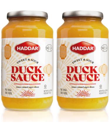 Haddar Sweet & Sour Duck Sauce 40oz (2 Pack) Rich and Tangy No MSG Fat Free
