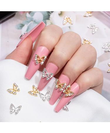 Noverlife 26PCS 3D Alloy Butterfly Nail Charms with Crystal Diamonds - Gold & Silver - Buy Online on SooperMarket.com
