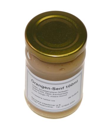 Wiedemer - fruity orange mustard made of fresh preparation with selected natural vegan ingredients - 1 glass of 100g gourmet mustard for salad dressing sauce fish poultry cheese and much more.