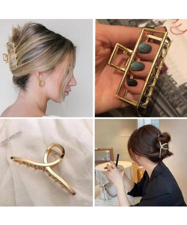 4.7 Inch Gold Metal Hair Clips 4PCS - Non-Slip Big Jaw Clips for Thick & Thin Hair - Cute Butterfly Fashion Accessory for Women & Girls - Buy Online on SooperMarket.com