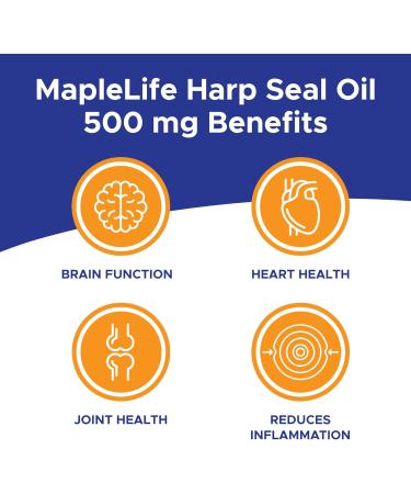 Maplelife Nutrition Harp Seal Oil 500 mg 100% Canadian Arctic Ocean Sourced EPA/DHA/DPA for Better Absorption Boost Brain Power Maintain Cardiovascular Health Lower Cholesterol & Triglyceride Anti-Inflammation Improve Cognitive Function 300 Softgels 300 c - Buy Online on SooperMarket.com