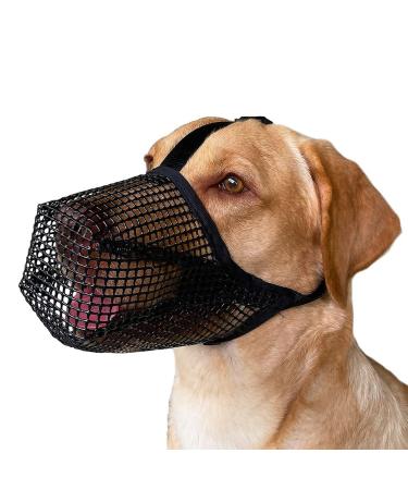Mesh dog muzzle muzzle for dogs breathable muzzle for dogs muzzle for dogs with a rounded mesh adjustable breathable mesh muzzle (Black)