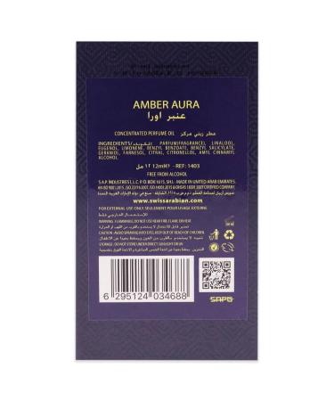 Swiss Arabian Amber Aura For Unisex - Luxury Fragrance Products From Dubai - Long Lasting Personal Perfume Oil - A Seductive Exceptionally Made Signature Aroma - Luxurious Scent Of Arabia - 0.4 Oz - Buy Online on SooperMarket.com