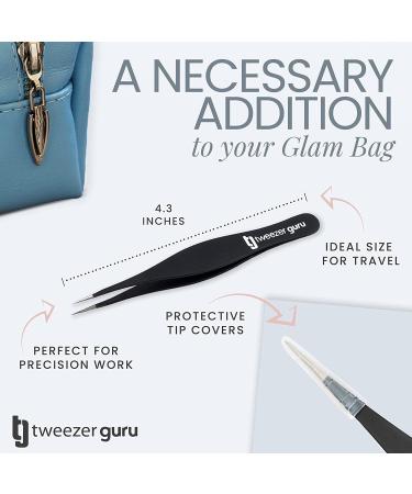 Tweezer Guru Pointed Tweezers - Precision Needle Nose Tip for Eyebrows, Ingrown Hair, Blackheads & Splinters - 2 Piece Set in Sky Blue & Black - Buy Online on SooperMarket.com