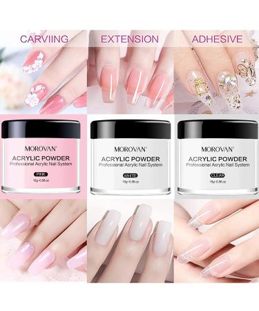 Morovan Acrylic Nail Kit - 3 Colors Powder with Nail Art Supplies for Beginners - Buy Online on SooperMarket.com