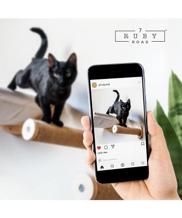 Ruby Road Cat Hammock Wall Mounted Shelf with Steps - Modern Cat Bed for Large Cats - Cat Furniture for Sleeping, Playing, Climbing, and Lounging - Buy Online on SooperMarket.com