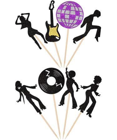 Rsstarxi 24 Pack 70's Disco Dancing Cupcake Toppers Glitter 80's Disco Dancer Cupcake Picks 70's 80's Disco Cake Decorations for Music Ball Disco Theme Wedding Birthday Party Decorations Design 1 - Buy Online on SooperMarket.com