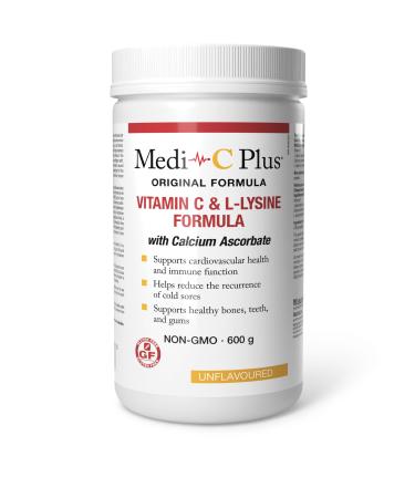 Medi-C Plus Vitamin C & L-Lysine with Calcium Powder 600 g Unflavoured Original Formula High Dose Vitamin C & L-Lysine Supports Cardiovascular Health and Immune Function Helps Reduce the Recurrence of Cold Sores