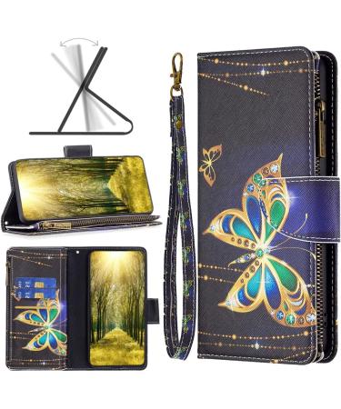 VQWQ Mobile Phone Case for Xiaomi Redmi Note 12 5G & Poco X5 - Protective Leather Pocket with Lanyard & Zipper - Butterfly 3 Folding Cover - Buy Online on SooperMarket.com