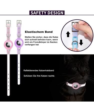 Premium Adjustable Leather Airtag Cat Collar - Reflective GPS Tracking Neck Band for Small Medium & Large Cats (XS Pink 19-26cm) - Anti-Lost Airtag Case - Buy Online on SooperMarket.com