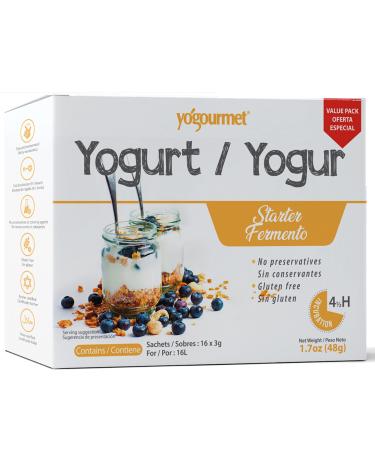 Yogourmet 16 Pack Freeze Dried Yogurt Starter Value Pack, 1 Box Containing 16 Each 3 Grams Packets 1.7 Onces