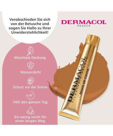 Dermacol Full Coverage Foundation - Matte Liquid Makeup with SPF 30 Waterproof for Oily Skin & Dark Circles Long-Lasting 30g - Color 228 - Buy Online on SooperMarket.com