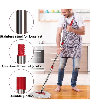 Qulable Spin Mop Replacement Handle - Adjustable 4-Section Stick for O-Cedar & EasyWring Mops - Red - Buy Online on SooperMarket.com