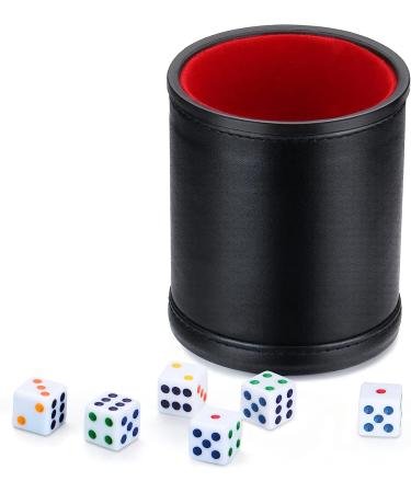 Vuwuma Felt Lined Professional Dice Cup Set - Includes 6 Quiet Dice for Yahtzee Game - Buy Online on SooperMarket.com