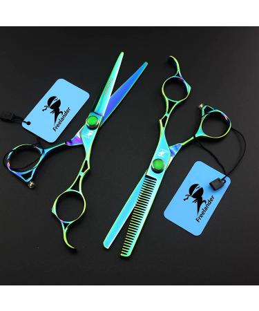 6.0 Inch Professional Japan 440C Hair Cutting Scissors - Salon Quality Blending/Thinning Shear for Barber or Home Use - B-green - Buy Online on SooperMarket.com
