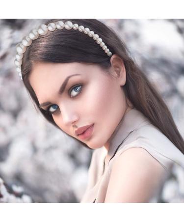 4 Pieces Pearls Headbands White Faux Pearl Rhinestones Hairbands Bridal Hair Hoop Wedding Hair Accessories for Women Girls (Style Set 1) - Buy Online on SooperMarket.com