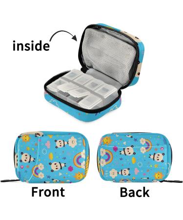 SUABO Panda Bears Weekly Pill Organizer - Travel 7 Day Pill Box with Separate Compartments for Medications & Vitamins | Blue - Buy Online on SooperMarket.com