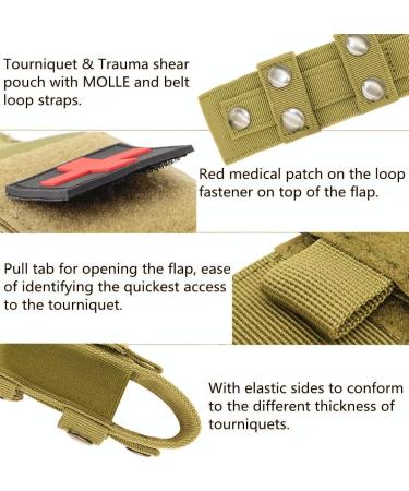 Yoncono Tactical Molle Tourniquet Holder | Portable Military First Aid Equipment Case & Trauma Medical Scissor Pocket #1 - Khaki - Buy Online on SooperMarket.com