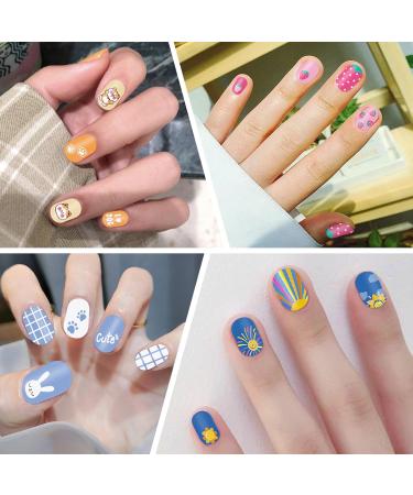 JSRQT 12 Sheets Colorful Nail Stickers Cute Cartoon Full Wrap Nail Art Stickers Decals Kids Girls Self Adhesive Nail Polish Stickers with Nail File Nail Stickers Strip with Rainbow Heart Unicorn - Buy Online on SooperMarket.com