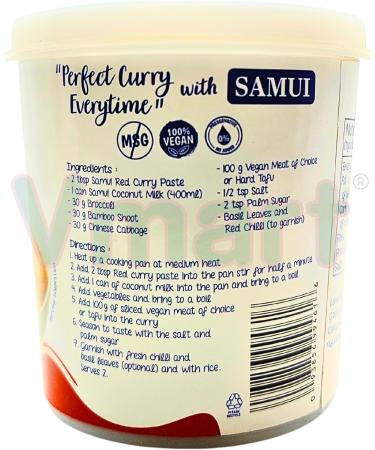 Samui Vegan Thai Red Curry Paste Sauce for Cooking 400g - Buy Online on SooperMarket.com