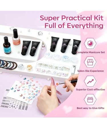 Modelones Poly Nail Gel Kit 8 Colors with 48W LED Nail Lamp - Professional Starter Manicure Kit with Complete Poly Nail Art Tools - Nail Extension Gel Set with Rhinestone, Glitters, Sequins - Perfect Gift for Women - Buy Online on SooperMarket.com