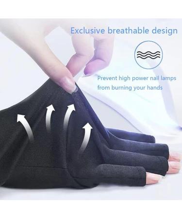 Fingerless UV Protection Manicure Gloves 2 Pairs UV Gloves Excellent Elasticity Art UV Blocking Gloves for Nail Gel Dryer Professional Fingerless Gloves for Protecting Hands from UV Nail Lamp Black - Buy Online on SooperMarket.com