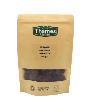 Sun Dried Apricots - Certified by Soil Association - Delicious Nutritious Convenient - All Natural No Added Sugar Non-GMO Unsulphured - Digestive - Thames Organic 500g