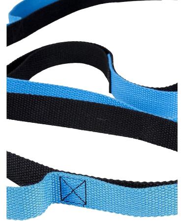 Yoga Stretch Strap with 10 Loops for Athletes and Dancers - Multi-Grip Fitness Pilates Belt in Black Blue - Buy Online on SooperMarket.com