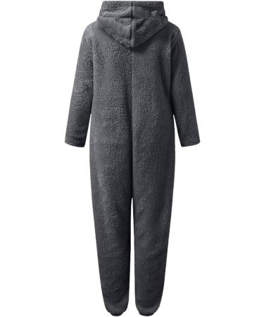 Cozy Haiorziyou Women's Plush Teddy Fleece Jumpsuit - Hooded Winter Pajamas Soft One-Piece Sleepwear (4XL Gray) - Buy Online on SooperMarket.com