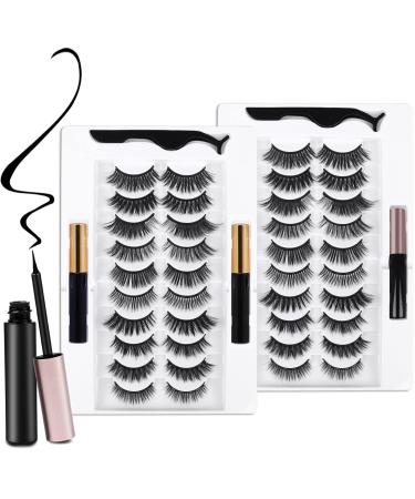 20 Kinds of 3D 5D Magnetic Eyelash Kit with Different Density, Magnetic Eyelashes with 4 Magnetic Eyeliners and 2 Tweezers, for Women and Girls Natural Look No Glue Needed. 26 Piece Set