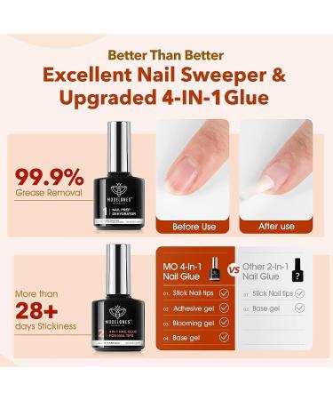 Modelones Nail Tips and Glue Gel Kit - 4 in 1 Nail Glue, Base Gel, Ultra-Portable Lamp, 500 Coffin Nails - Acrylic DIY Nail Art Tools for Gel Extensions - Nude/Clear - Buy Online on SooperMarket.com
