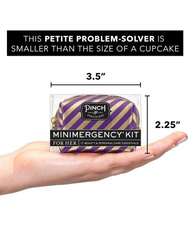 Pinch Provisions Candy Stripe Minimergency Kit | 17 Travel-Sized Cosmetic Essentials | Perfect Gift for Christmas & Birthdays | Emergency Beauty Accessories in Purple - Buy Online on SooperMarket.com