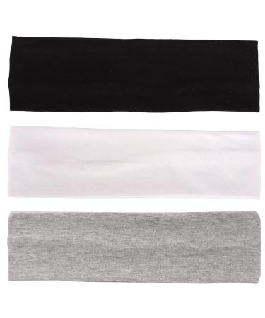MapofBeauty 3 Pack Stretchy Cotton Yoga Headbands for Sports and Gym (Solid Color) - Buy Online on SooperMarket.com