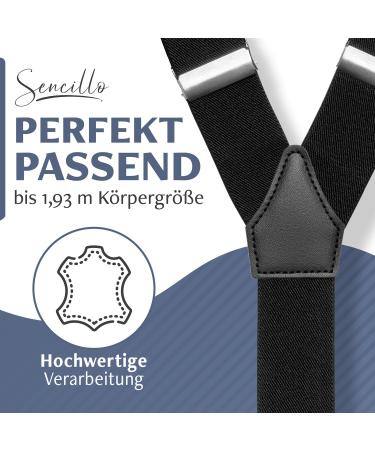 Sencillo Men's Black Y-Shape Suspenders with Strong Clips Stylish Durable & Adjustable for All Occasions - Buy Online on SooperMarket.com