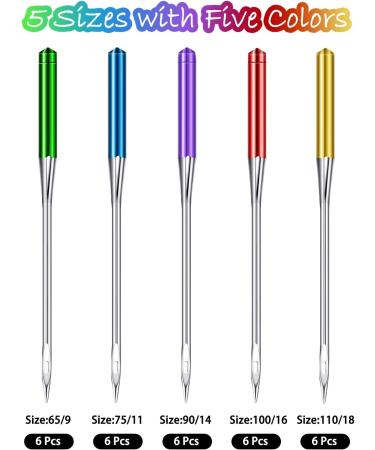 30 Pcs Universal Regular Point Sewing Machine Needles for Singer, Brother & Old Machines - Sizes 9, 11, 14, 16, 18 - Buy Online on SooperMarket.com