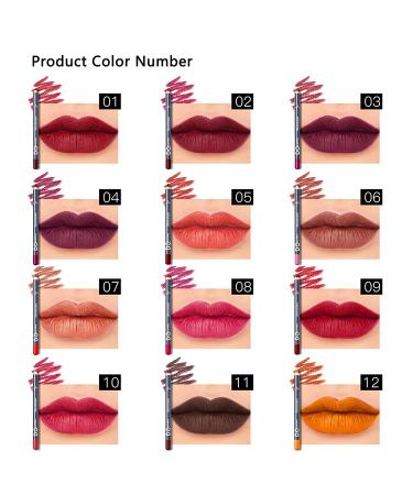 C-BEAUTIFUL 12Pcs Lip Liner Pencil Set - Waterproof, Non-marking Matt Velvet Lipstick Pen - Long Lasting Lipliner Set with Sharpener - Buy Online on SooperMarket.com