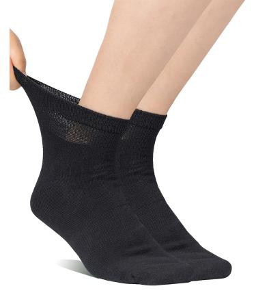 Yomandamor 5 Pairs Men's Diabetic Socks Coolmax Ankle Socks with Arch Support 10-13 Black