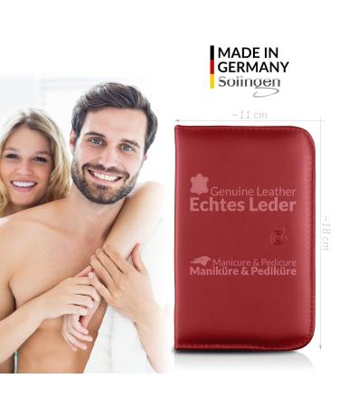 Marqus Solingen 12-Piece Manicure Pedicure Set in Real Leather Etui | Complete Hand & Foot Care - Perfect for Parties - Red - Buy Online on SooperMarket.com