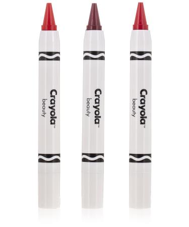 Crayola Beauty - Lip & Cheek Crayon Trio - 2 In 1 Use As Lipstick or Blush Silky Smooth - Romantic Reds - 3 Shades/0.07 Ounce 3count