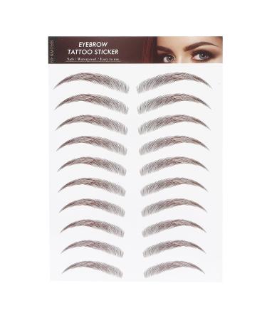 Eyebrow Tattoo Sticker Eyebrow Transfers Stickers Waterproof 4D Hair Like Grooming Shaping Eyebrow Sticker False Eyebrows Long Lasting Waterproof Makeup Eyebrow Transfers Stickers for Women(BROWN-09)