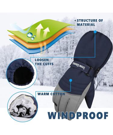 LuvnFun Kids Snow Gloves - Thinsulate Cotton Warm Waterproof Ski Winter Gloves - B-Blue Kids Medium (Age 6-8) - Buy Online on SooperMarket.com