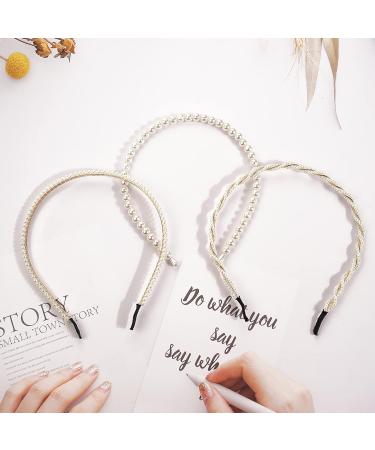 3 Pack White Faux Pearl Headbands for Women - Bridal Hair Accessories - Buy Online on SooperMarket.com