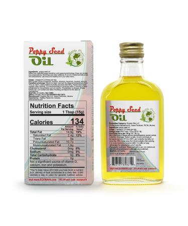 ECO NAVA Poppy Seed Oil 200 ml | 100% Natural Cold Pressed | Unrefined Raw Vegan | Gluten-Free | Great for Cooking, Salads, Hair, Face & Skin Care - Buy Online on SooperMarket.com