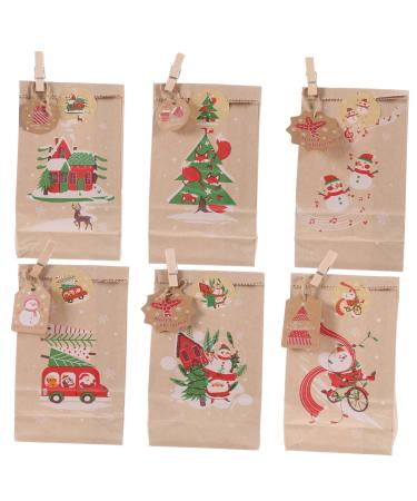 MUSISALY 1 Set Candy Pouch Santa Bags Christmas Advent Calendar Bags Advent Calendar Pouches Xmas Bags Paper As Shown 18.00X9.00X1.00CM