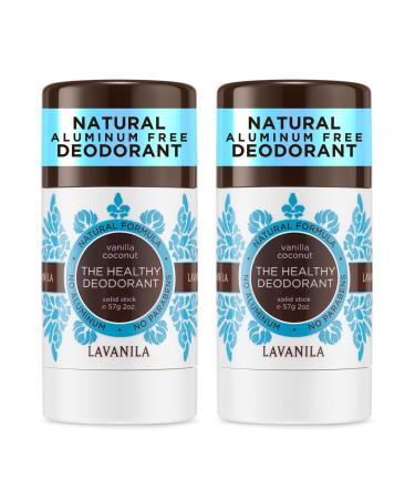 Lavanila Natural Aluminum Free Deodorant 2-Pack Vanilla Coconut - The Healthy Deodorant for Men and Women Solid Stick (2 Ounce Each) Vegan Vanilla Coconut 2 Ounce (Pack of 2)