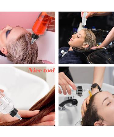 3 PCS Hair Oil Applicator Bottles - 110ml Squeeze Bottle with Scale for Hair Dye - Professional Hairdressing Tool - Buy Online on SooperMarket.com