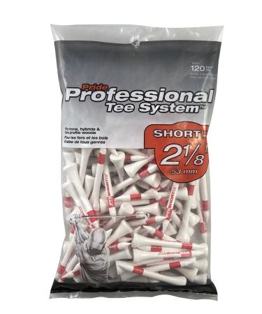 White Shortee Tee, 120 Count, 2-1/8 inch, 100-Percent Natural Hardwood