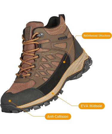 FREE SOLDIER Men's Waterproof Hiking Boots - Lightweight & Breathable Ankle Boots for Trekking - Black/Brown, Size 12 - Buy Online on SooperMarket.com