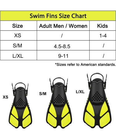 Adjustable Open Snorkeling Swim Fins - Light, Durable for Kids and Adults - Extra Small Yellow - Buy Online on SooperMarket.com