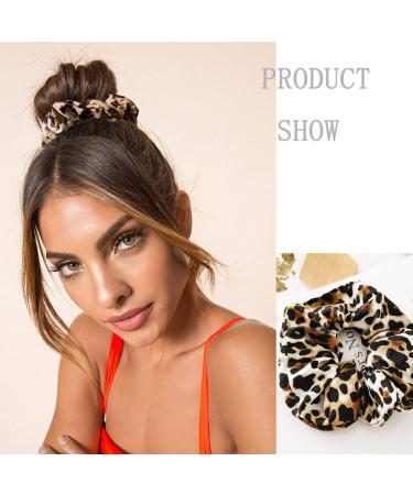 11pcs Cheetah Print Hair Scrunchies Pack for Women and Girls - Leopard Chiffon Scrunchie Holder with Elastic Hair Ties - Trendy Animal Print Hair Accessories - Buy Online on SooperMarket.com